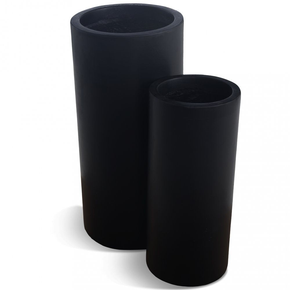 Fiberarmerade utekrukor | 2-pack Cylinderformade | Svart | Fiberarmerade för bättre hållbarhet