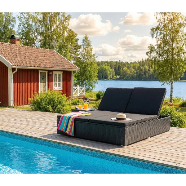 Sols�ng 200�160 cm � Extra bred sols�ng i svart | Glyxn�s