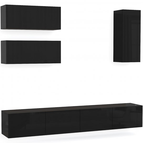 Tv-bnk inkl. hyllor 41x240 cm | Vgghngd | Badachro - Svart