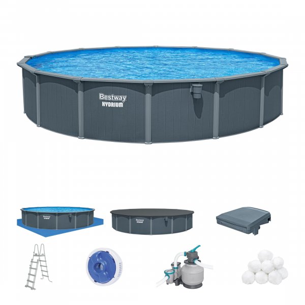 Bestway Hydrium pool ovan mark �7,32 m � 132 cm djup | St�lpool (561RP)