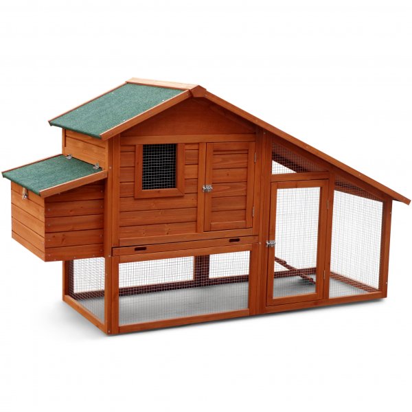 Stort hönshus med hönsgård | Lättstädat | Färdig byggsats | 2x0,7x1,1m Stort hönshus med hönsgård | Lättstädat | Färdig byggsats | 2x0,7x1,1m