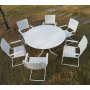Rund matgrupp utomhus 6 stolar | �135 cm | Vit � Gl�nta