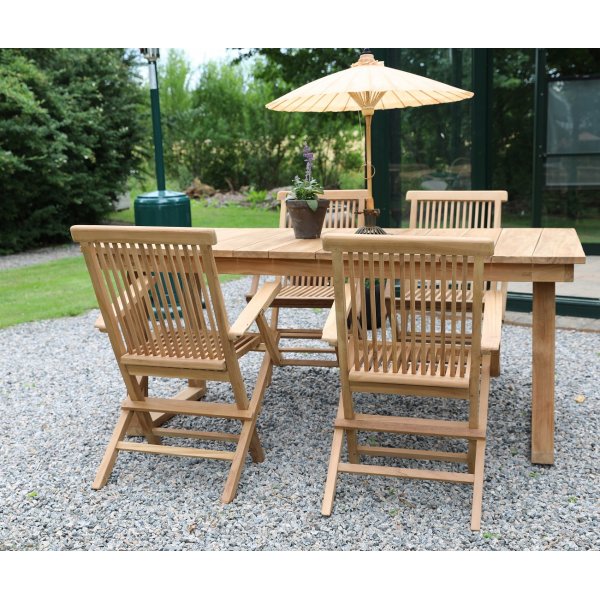 Salt� utematgrupp matbord 180x100 cm med 4 st Salt� karmstolar - Teak
