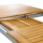 Frlngningsbart bord 200-250cm | 8 stolar | Rostfritt stl / teak