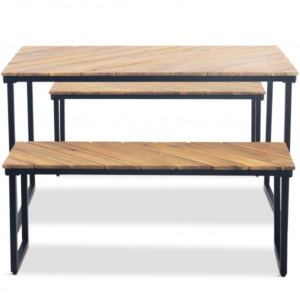 Bord med bnkar | Utomhusmbelset | Acacia | 4 sittplatser | Lyfco ja