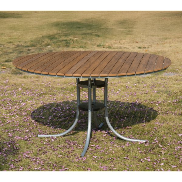 Rund matgrupp utomhus 6 stolar | Stolar i metall & tr� | �135 cm � Gl�nta