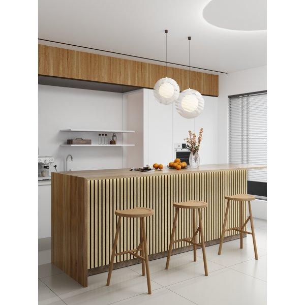 Trlamell akustikpanel | 2400x600x18mm | Tvdelad | Vit ek