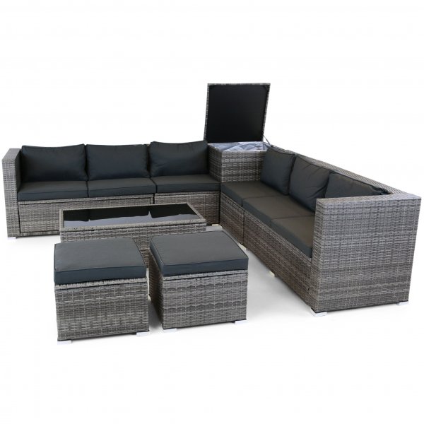 Exklusiv loungegrupp | Inbyggd förvaring | Grå konstrotting | Djursvik - FYNDVARA Exklusiv loungegrupp | Inbyggd förvaring | Grå konstrotting | Djursvik - FYNDVARA