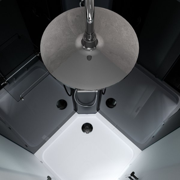 Komplett duschkabin med regndusch | Svart