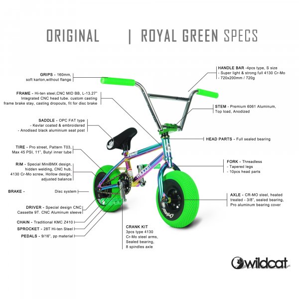Mini BMX | Med skivbroms | Royal Green Pro