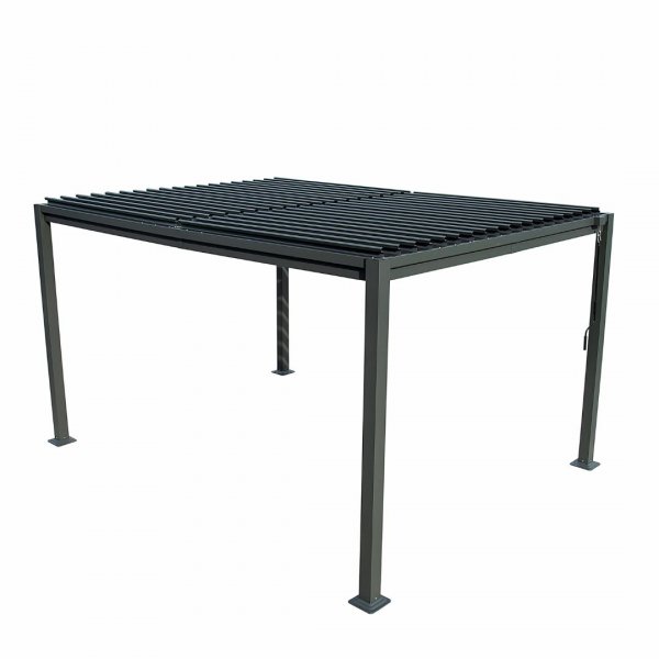 Pergola 4x3 m med lamelltak | Gr� st�lpergola f�r uteplats & tr�dg�rd