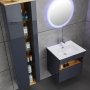 Badrumspaket | Kommod, LED-spegel och hgskp | Hgblank gr