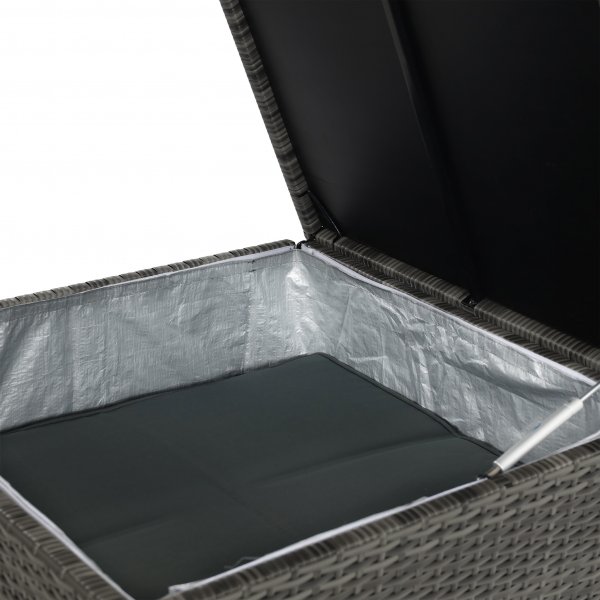 Stor loungegrupp | Tre smarta förvaringsutrymmen | Grå konstrotting Stor loungegrupp | Tre smarta förvaringsutrymmen | Grå konstrotting