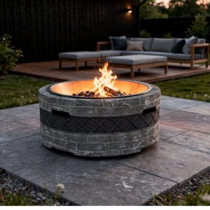 Eldstad med grillfunktion & gnistskydd | Ø89 cm | Eldfat för trädgård & uteplats | Bergslågan Eldstad med grillfunktion & gnistskydd | Ø89 cm | Eldfat för trädgård & uteplats | Bergslågan