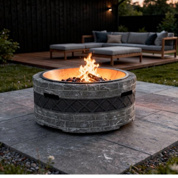 Eldstad med grillfunktion & gnistskydd | �89 cm | Eldfat f�r tr�dg�rd & uteplats | Bergsl�gan