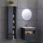 Badrumspaket | Kommod, LED-spegel och hgskp | Hgblank gr