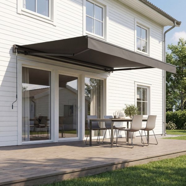 Terrassmarkis 3x2,5 m halvkassett | Motor & fj�rrkontroll | M�rkgr�