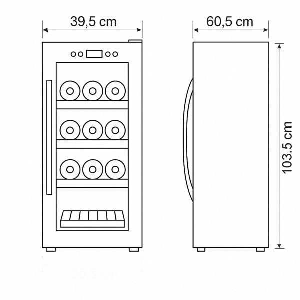 Vinkyl fr 38 flaskor | 110 liter | Dual zone med glasdrr & touchkontroll