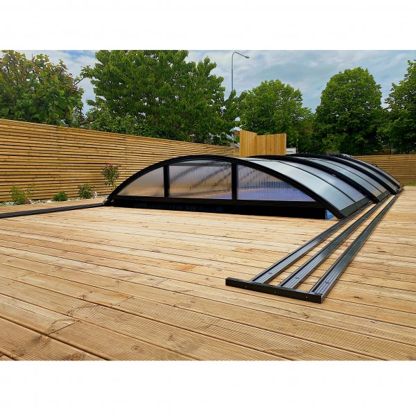 Pooltak 3x6m med sidodörr | Solid polykarbonat 4mm | Svart Pooltak 3x6m med sidodörr | Solid polykarbonat 4mm | Svart