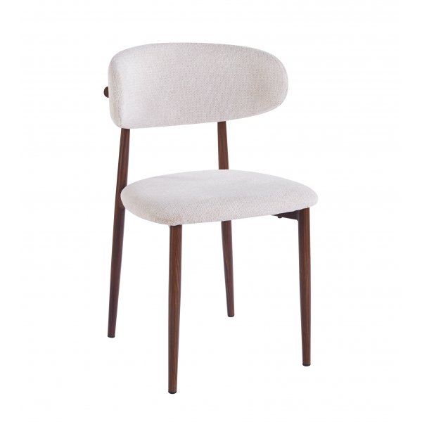 Matstol i beige tyg med valn�tsf�rgad stomme, 4-pack | Ingrid