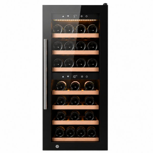 Vinkyl f�r 38 flaskor | 110 liter | Dual zone med glasd�rr & touchkontroll
