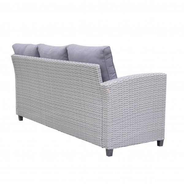 Loungegrupp h�rnsoffa med bord gr� � modern utegrupp i konstrotting | Stenvik