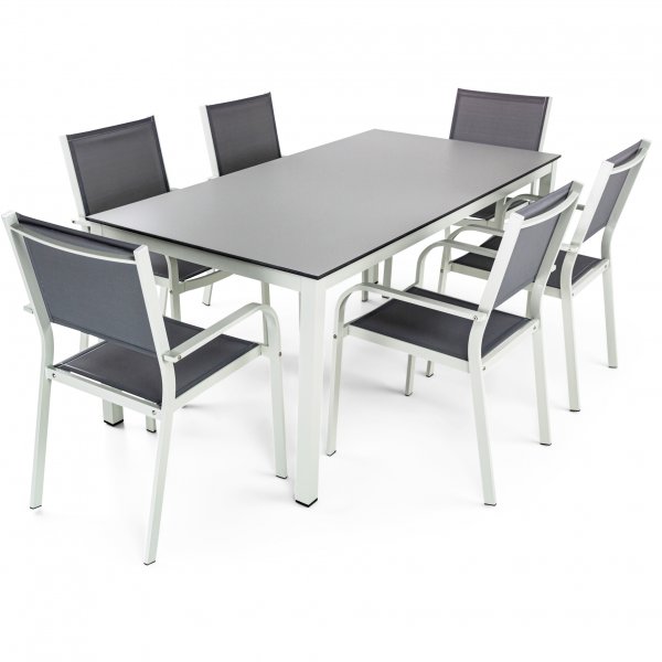 Underhllsfria utembler i hgtryckslaminat & aluminium | Bord & 6 stolar