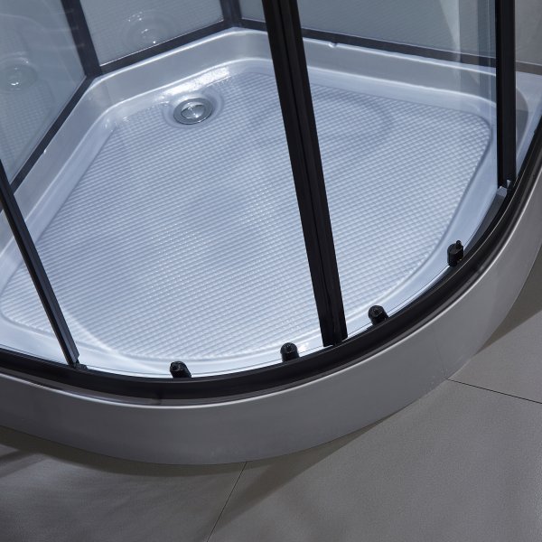 Lyxigt rundad duschkabin med massage, belysning, bluetooth - Gr�