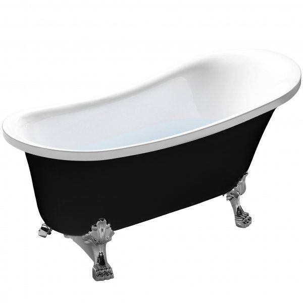 Badkar med tassar 153cm | Frist�ende | Lyxig design | Svart