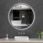 Rund badrumsspegel 80x80 | Svart ram | LED-belysning | Anti-fog & touch-styrning