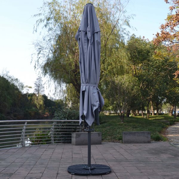 Helautomatiskt premiumparasoll 4x4m med granitfot | Gr�