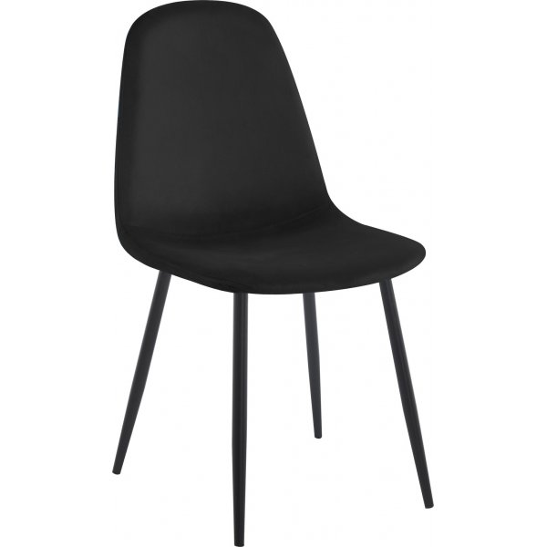 Matstolar i svart sammet med svarta st�lben, 4-pack | Carisma