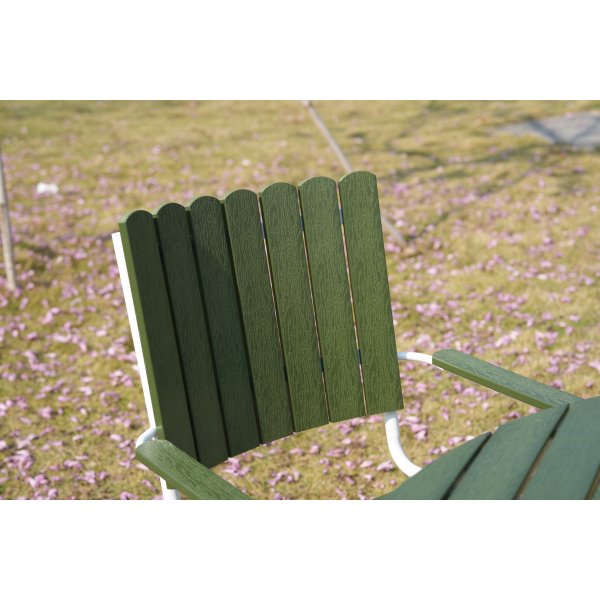 Gl�nta rund matgrupp utomhus | 6 stolar & �135 cm bord | Gr�n/vit