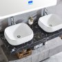 Badrumspaket marmor | Dubbelhandfat | LED-spegel med bluetooth
