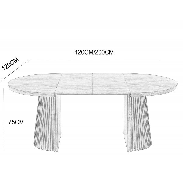 F�rl�ngningsbart runt matbord 120�200 cm i valn�t med plats f�r 4�10 personer | Crossby
