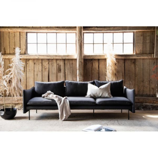 3-sits soffa � Svart microfiber | Modern och bekv�m soffa i mattsvart design