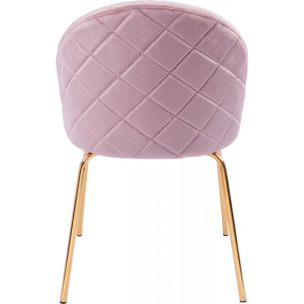Matstolar i ljusrosa sammet med diamantmönster och mässingsben, 2-pack | Plaza Velvet Matstolar i ljusrosa sammet med diamantmönster och mässingsben, 2-pack | Plaza Velvet