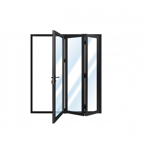 Vikdrr altan 2,43x2,43 m | Aluminium vikparti med 5 mm hrdat glas | Mrkgr