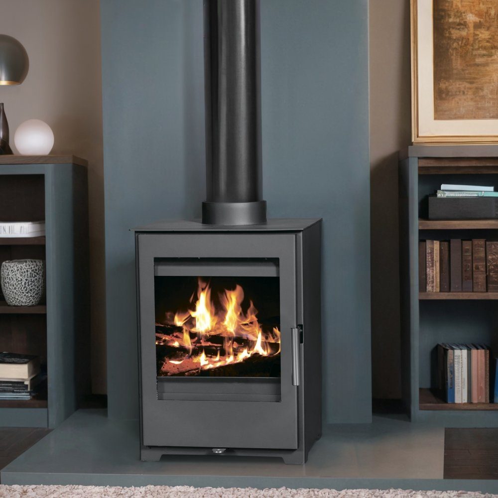Braskamin 5kW | Modern Design | Hög Effektivitet | Lappi | Modern design med gömd asklåda