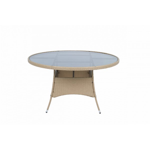 Matgrupp Tyl�sand Natur � 6 platser | Runt bord �135 cm & 6 stolar med dynor