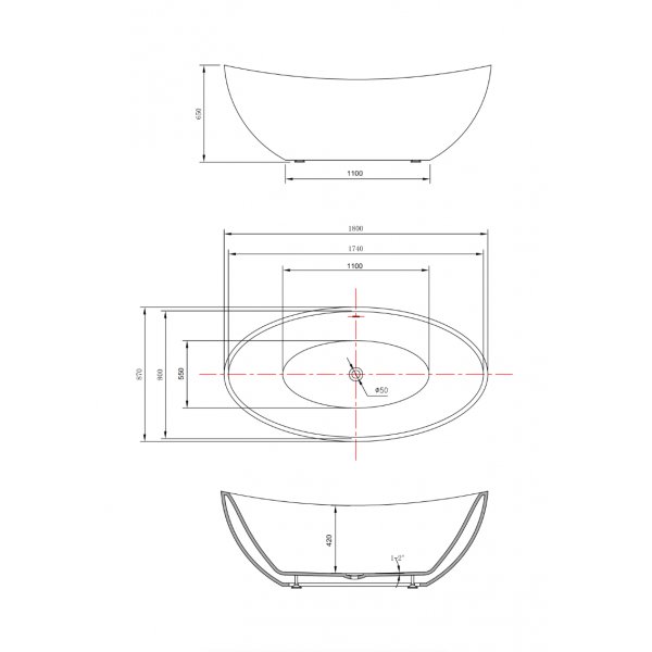 Badkar 180cm | Fristående badkar i akryl | Makaria Badkar 180cm | Fristående badkar i akryl | Makaria