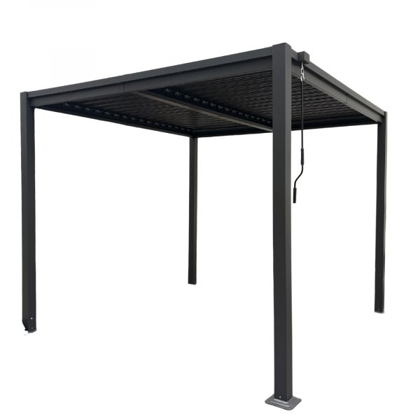 Pergola 3x3 m med lamelltak | Gr� st�lpergola f�r uteplats