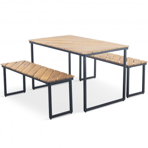 Bord med bnkar | Utomhusmbelset | Acacia | 4 sittplatser | Lyfco ja