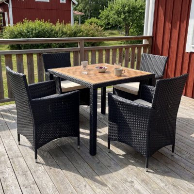 Liten matgrupp trädgårdsmöbler | Konstrotting med 4 stolar | Jonstorp