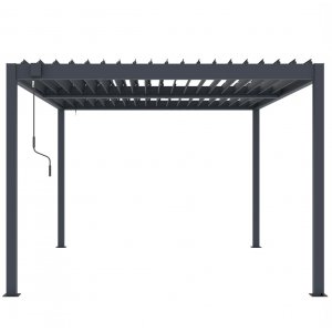 Pergola 3x3 m med lamelltak | Grå stålpergola för uteplats Pergola 3x3 m med lamelltak | Grå stålpergola för uteplats