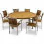 Stor rund trdgrdsgrupp i teak / rostfritt stl | Bord & 8 stolar