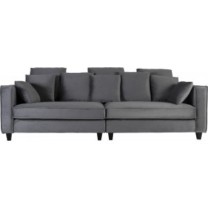 Soffa 3-sits | Kallskum, avtagbar kl�dsel & sammetsliknande tyg | Brandy M�rkgr�