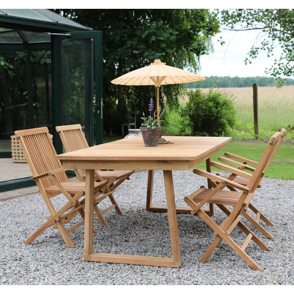 Salt� utematgrupp matbord 180x100 cm med 4 st Salt� karmstolar - Teak