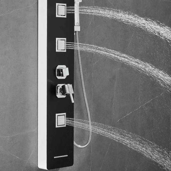 Duschpanel i svartvitt rostfritt stål | Stella Duschpanel i svartvitt rostfritt stål | Stella