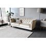 Chesterfieldsoffa 3-sits | Beige sammet, kallskum & avtagbar kl�dsel | Milton